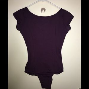 PLUM CAP SLEEVED BOAT NECK LEOTARD BODYWRAPPERS